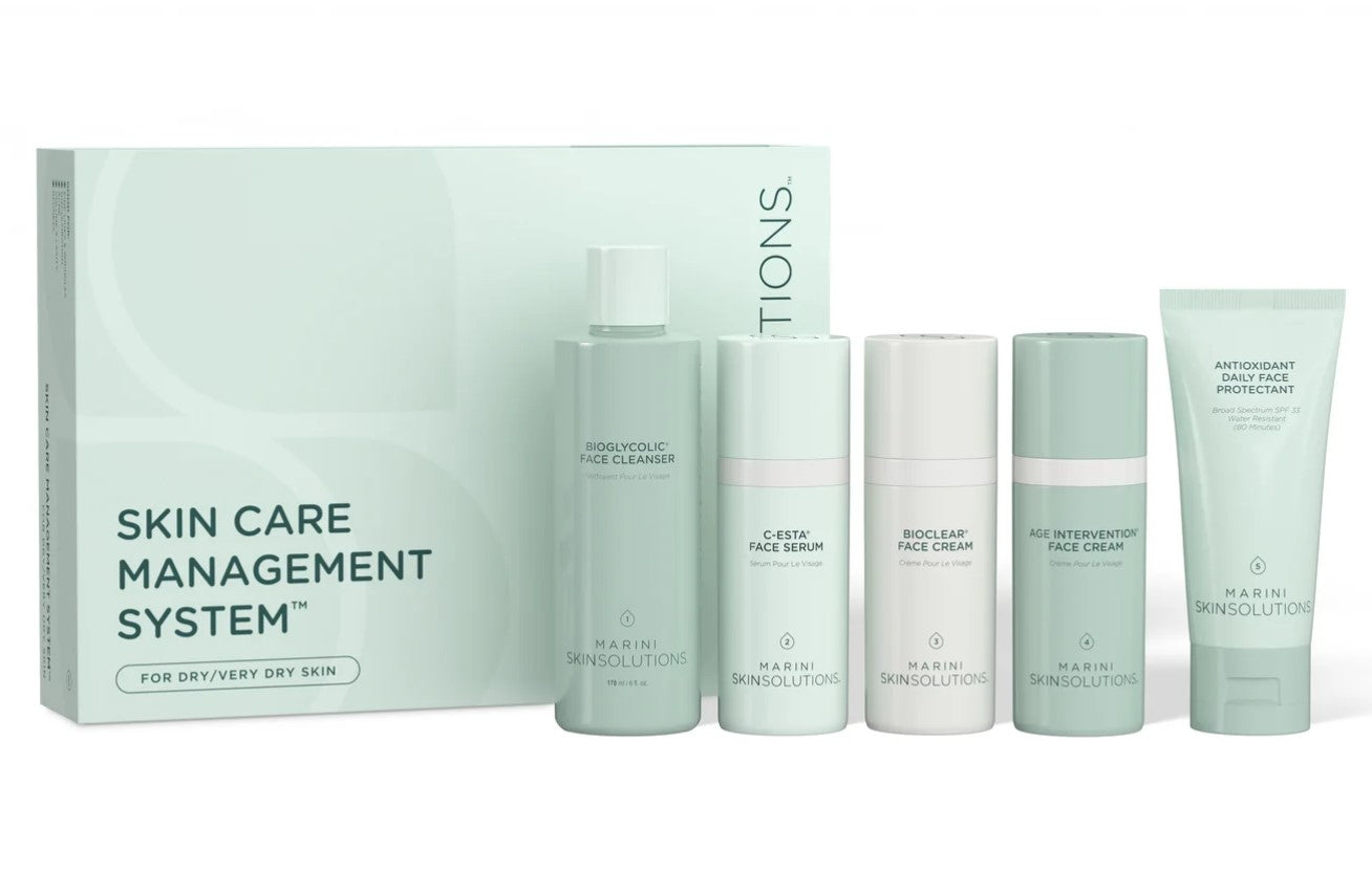 Marini Skin Solutions Skin Care Management System - Dry to Very Dry Skin with Antioxidant Daily Face Protectant SPF30