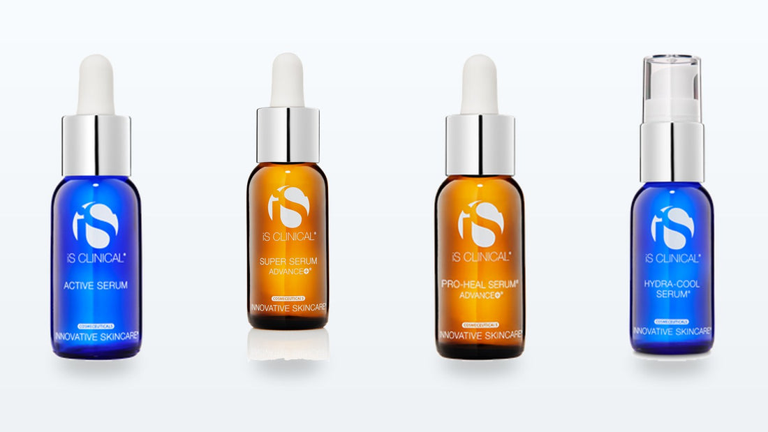 iS Clinical Active Serum, Super Serum Advance+, Pro-Heal Serum Advance+ and Hydra-Cool Serum