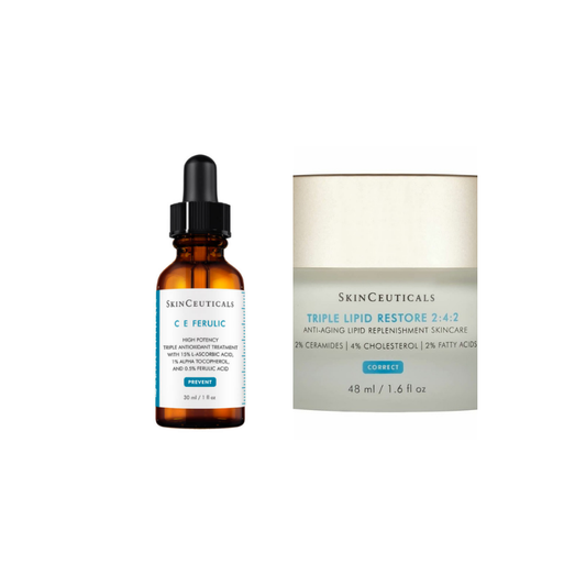 SkinCeuticals CE Ferulic 30ml and Triple Lipid Restore 2:4:2 48ml on a white background