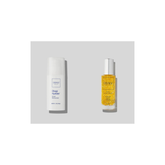 Obagi Hydrate Facial Moisturiser 48g and Daily Hydro-Drops 30ml on a white background