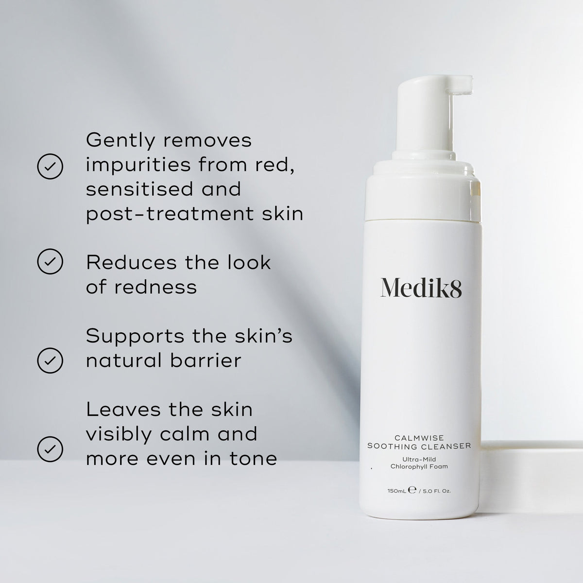 Medik8 Calmwise Soothing Cleanser key benefits - purifying antioxidant cleanser for red or irritated skin