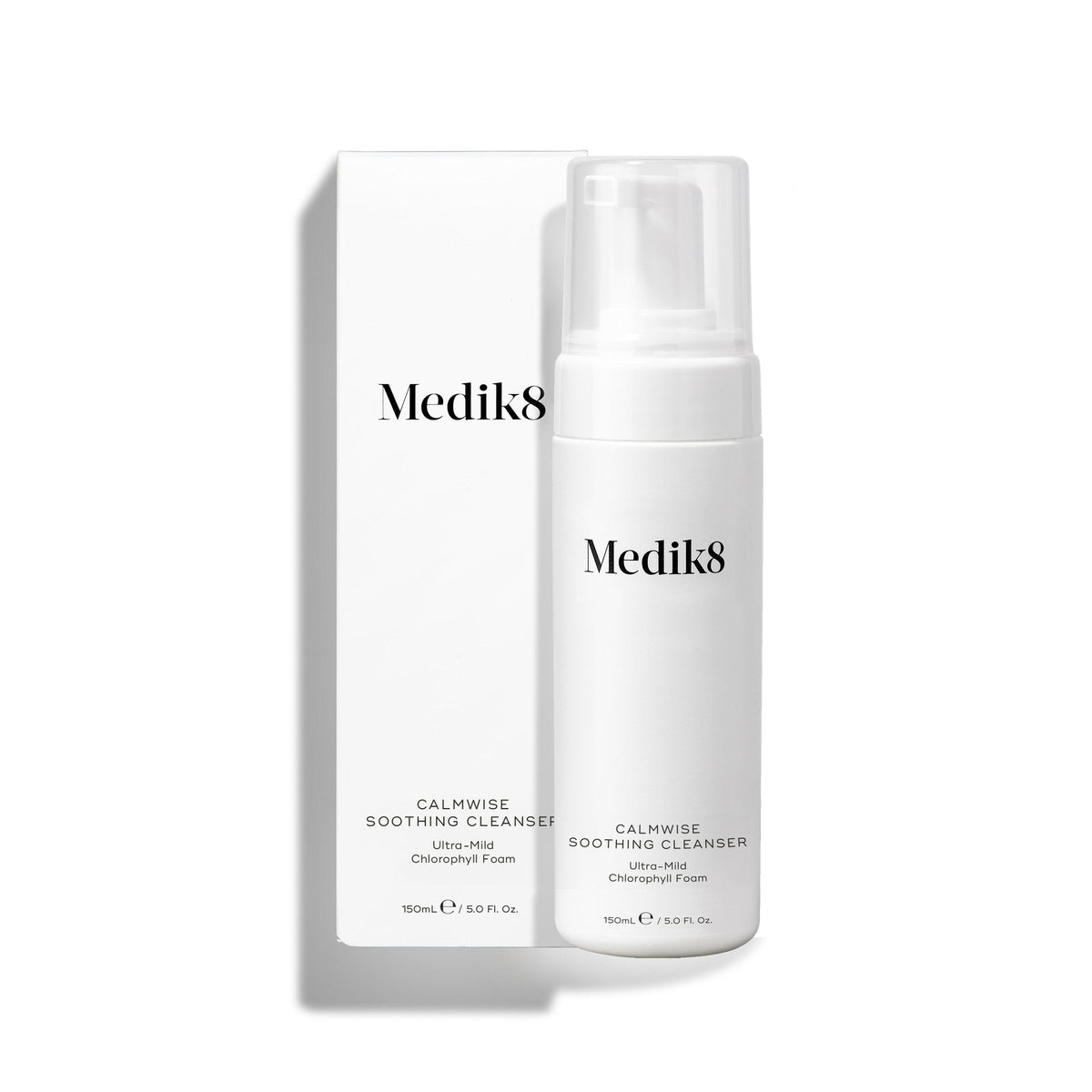 Medik8 Calmwise Soothing Cleanser 150ml bottle shown beside its outer carton