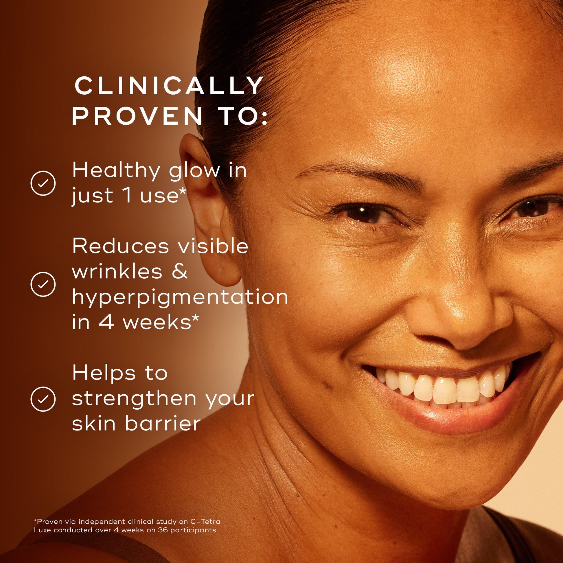 Medik8 C-Tetra Luxe clinically proven benefits - healthy glow in 1 use, reduces visible wrinkles and hyperpigmentation in 4 weeks