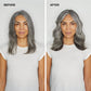 Model before and after using Paul Mitchell Extra-Body volumising range