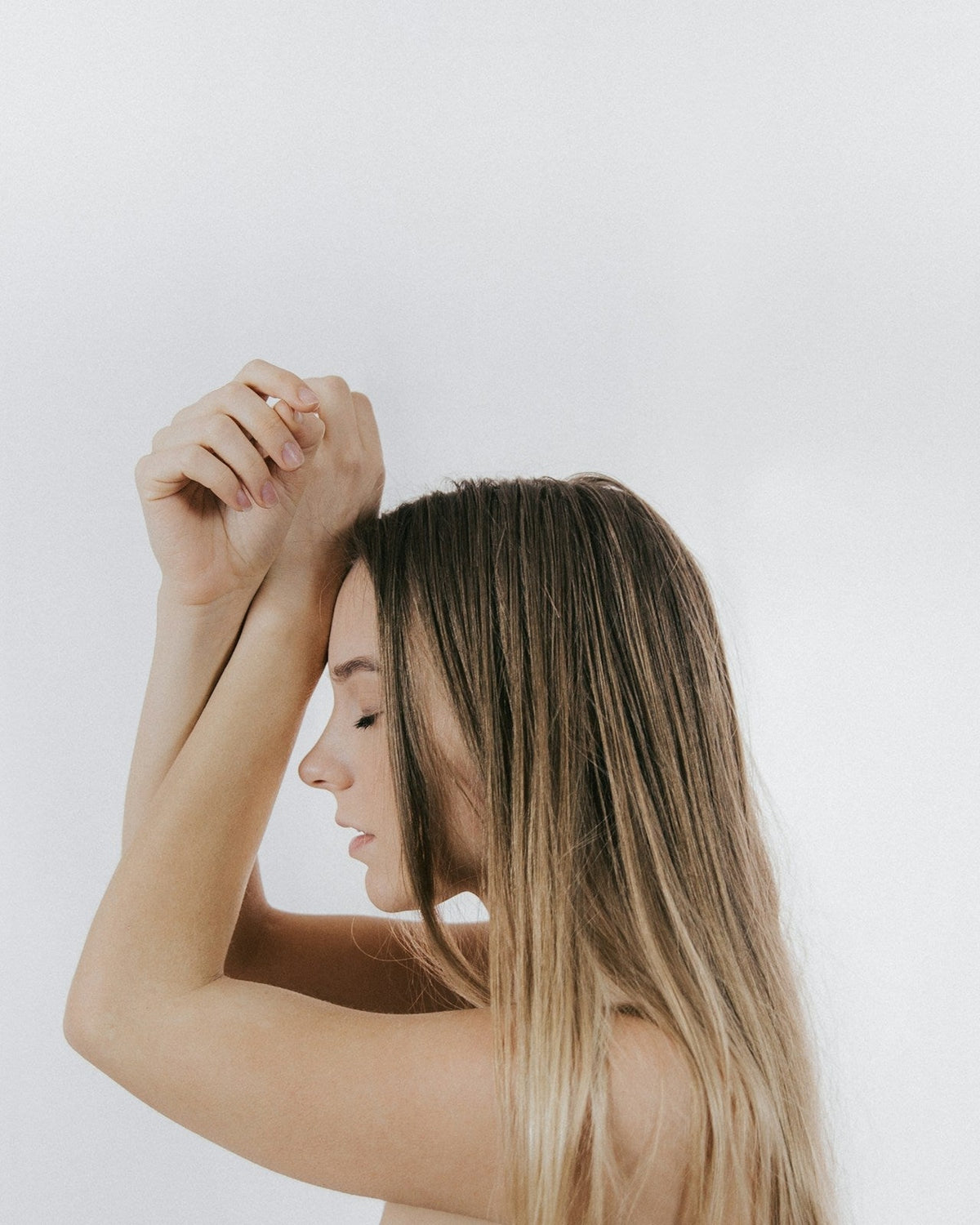 Model with glossy, healthy hair