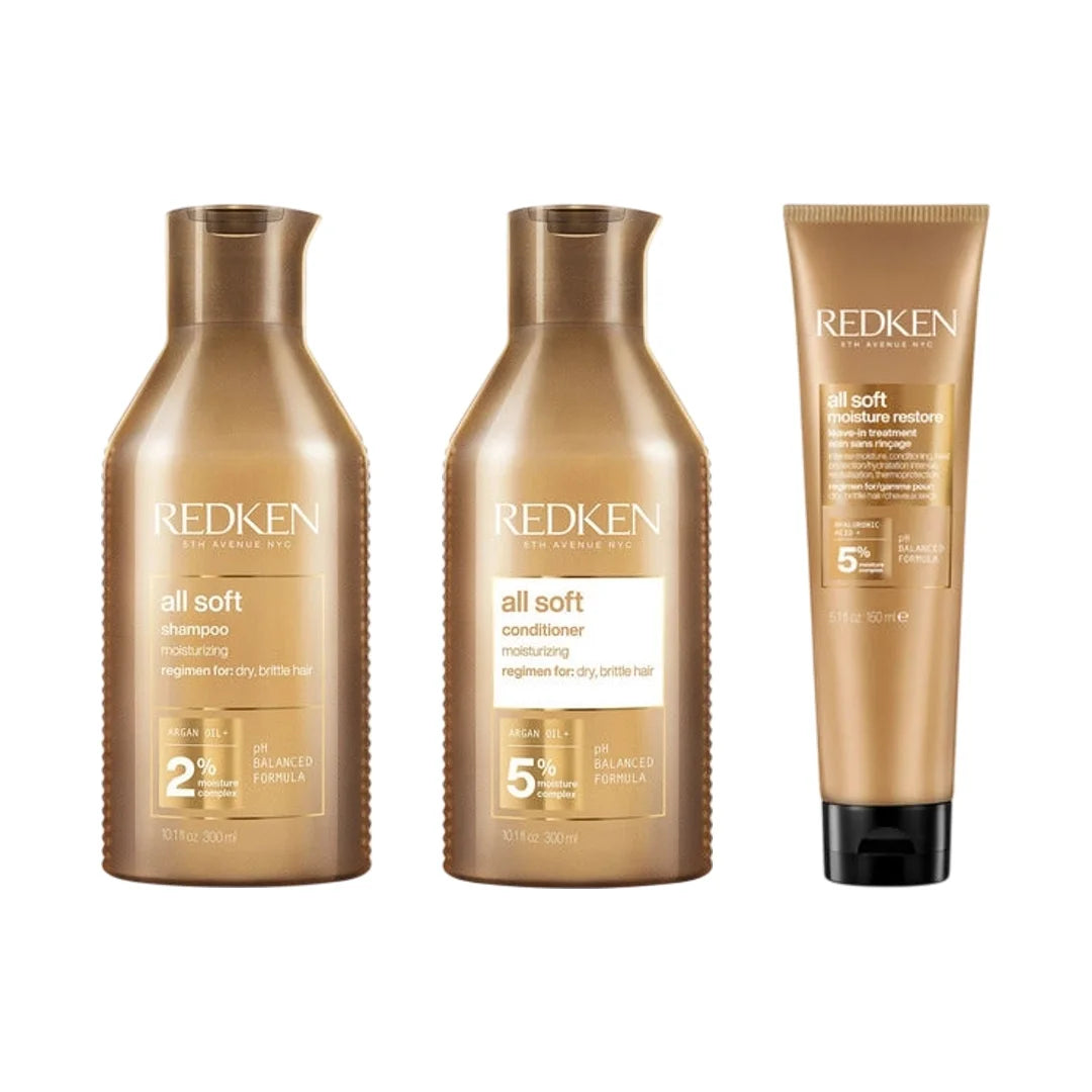 Redken All Soft Shampoo, Conditioner and Leave In Bundle