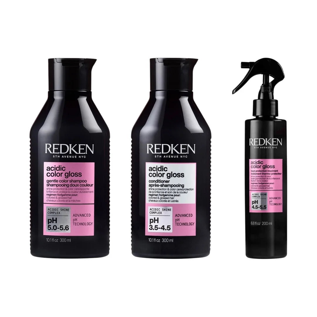 Redken Acidic Color Gloss Shampoo, Conditioner and Heat Protection Bundle