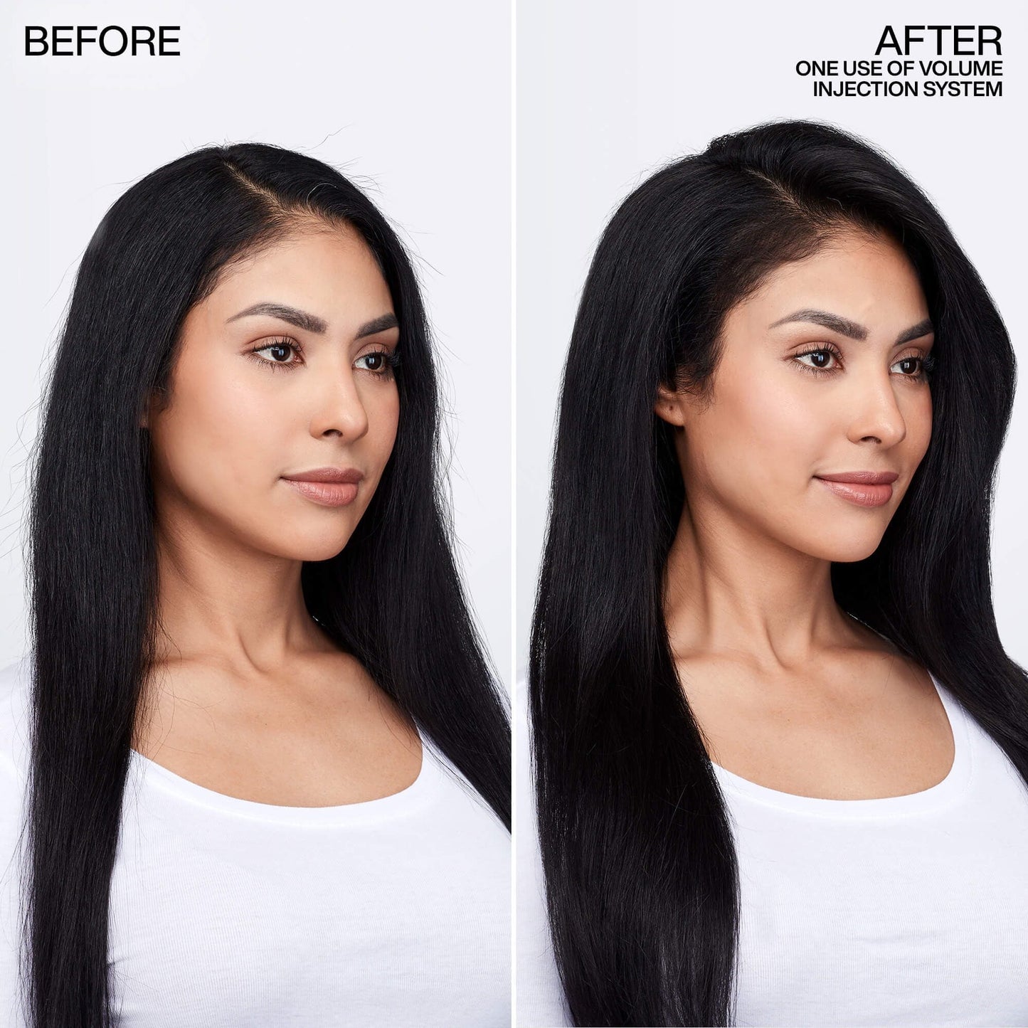 Redken Volume Injection before and after - visible volume and lift